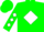Green, white 'lr' in diamond frame, green and white diamonds on sleeves