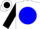 White, white brand on black and blue ball, blue bars on black sleeves