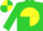 Lime, purple 'star' on yellow ball, yellow and lime quartered sleeves