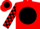 Red, black disc, checked sleeves
