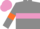 Grey, mauve hoop, grey sleeves, orange armlets, mauve cap
