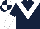DARK BLUE, WHITE chevron, halved sleeves, quartered cap