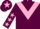 Maroon, pink chevron, maroon sleeves, pink stars, maroon cap, pink star