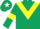 Dark green, yellow chevron and armlets, dark green cap, white star