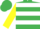 Emerald green & white hoops, yellow sleeves, emerald green cap