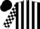 Black and white stripes, checked sleeves, black cap