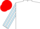 White, light blue and white striped sleeves, red cap