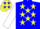 Blue, b/b on back, yellow stars, white sleeves