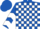 ROYAL BLUE & WHITE CHECK, white chevrons on sleeves, royal blue cap