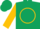 dark green, gold circle, Gold cuffs on sleeves