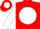 Red, red 'jc2' on white ball, white lightning bolt on sleeves