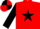 Red, black star & sleeves, black & red quartered cap