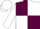 Maroon and white quarters, white sleeves and cap