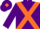 Purple, orange cross sashes, orange diamond on cap