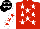 Red, white stars, white sleeves, red stars, black cap, white stars