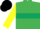 Emerald green, dark green hoop, yellow sleeves, black cap