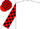 White, black & red check sleeves & cap