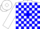 White, blue blocks, blue diamond 'h'