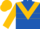 Royal blue, gold triangular panel, gold hoop on sleeves, gold cap