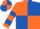 Orange and Royal Blue (quartered), hooped sleeves