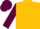 Gold, maroon sleeves and cap