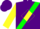 Purple, green sash, yellow diamond seam on sleeves, yellow cuffs, purple cap