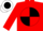 Teal and red quarters, white 'c' on black ball, teal stripe on red sleeves