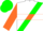 White, green sash, orange hoop on sleeves, green cap