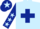 Light blue, dark blue cross belts, dark blue sleeves, light blue stars, dark blue cap, light blue star