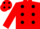 Red body, black spots, red arms, red cap, black spots