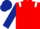 Red Body, White epaulettes, Dark Blue Arms, Dark Blue Cap