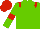 light green body, red epaulets, light green arms, red armlets, red cap