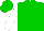 Green body, white arms, green cap