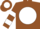 Brown, white ball, brown 'w', two white hoops on sleeves