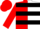 Red and white halves, black checked hoops, black checks on red sleeves, red cap