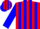 Red, blue stripes, red bars on blue sleeves