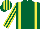 Dark Green, Yellow braces, striped sleeves and striped cap