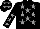 Black body, grey stars, black arms, grey stars, black cap, grey stars
