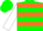 Green, orange hoops, green shamrocks on white sleeves