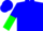 Blue, green belt, blue and green halved slvs