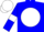 Blue, white ball, white armlets on sleeves, white cap