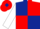 Dark Blue and Red (quartered), White sleeves, Red cap, Dark Blue diamond