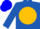 Royal blue, gold ball, blue cap