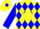 Yellow, blue diamonds, yellow diamond stripe on blue sleeves