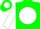 Green, green 'amo' on white ball & slvs