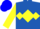 Royal blue, yellow diamond, yellow diamond hoop on sleeves, blue cap