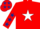 Red, white star, red sleeves, dark blue stars and stars on cap