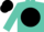 Turquoise, black ball, black cap