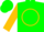 Green, gold circle, green armlet on gold sleeves, green cap