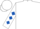 White, royal blue emblem, royal blue diamonds on sleeves